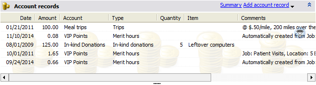 Account Records panel in the Profile Editor